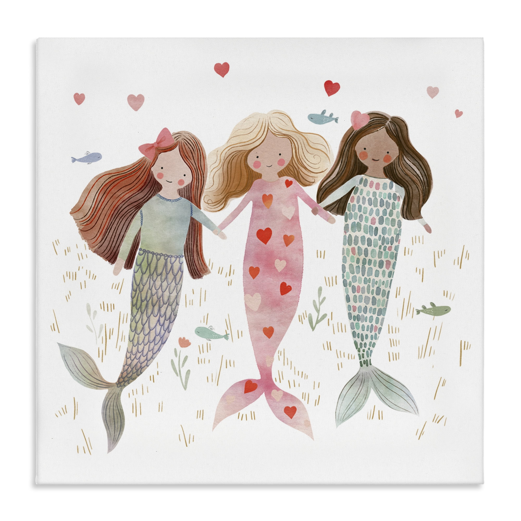 Trio of Mermaids Friendship Canvas Wall Art, design by Leah Straatsma
