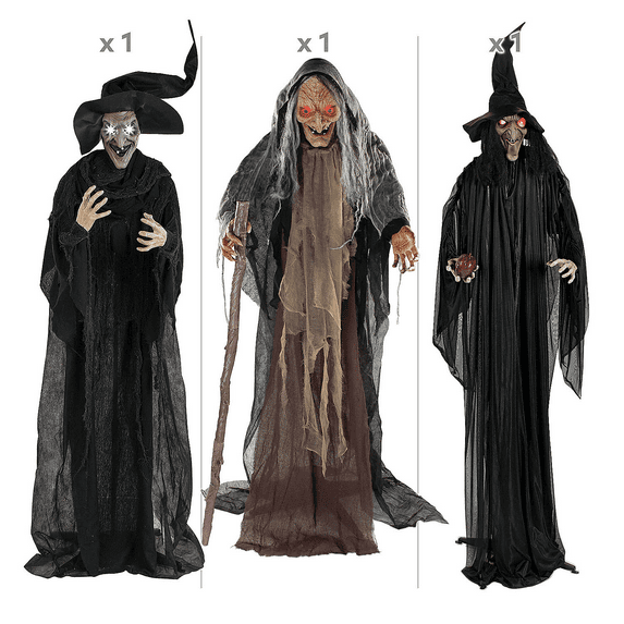 Trio of Witches Standing Halloween Decorations Kit - 3 Pc