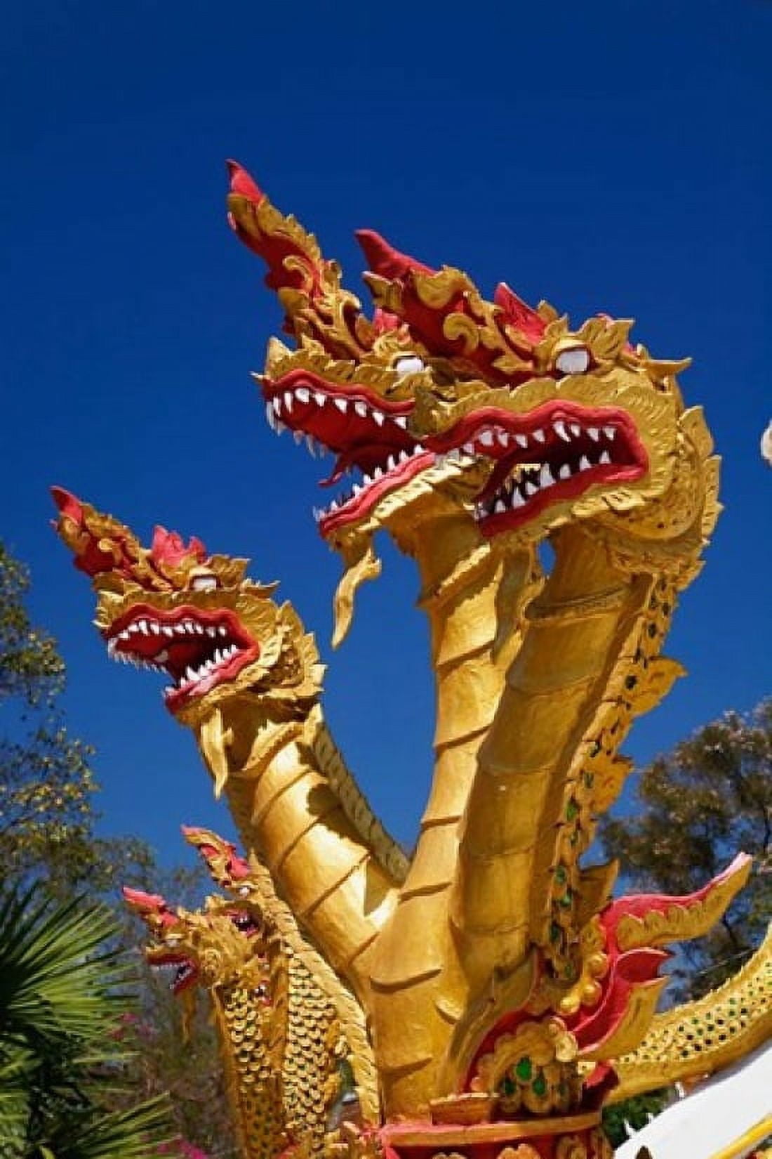 Trio of dragon heads Wat Phra That Doi Suthep Rajvoravihara Chiang Mai Thailand Canvas Art - Adam Jones DanitaDelimont (15 x 22)