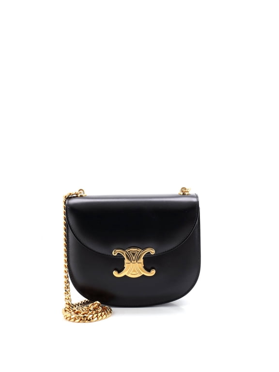Triomphe Besace Clea Chain Flap Bag Leather By Rebag