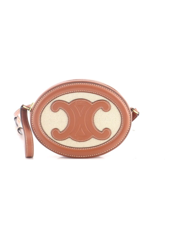 Triomphe Oval Crossbody Bag Canvas and Leather By Rebag
