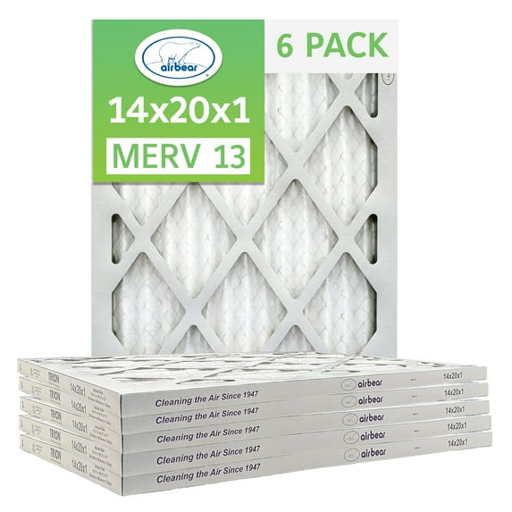 Trion Air Bear T13-14201-6P - 14" x 20" x 1" Pleated Air Filter (6-Pack), MERV 13