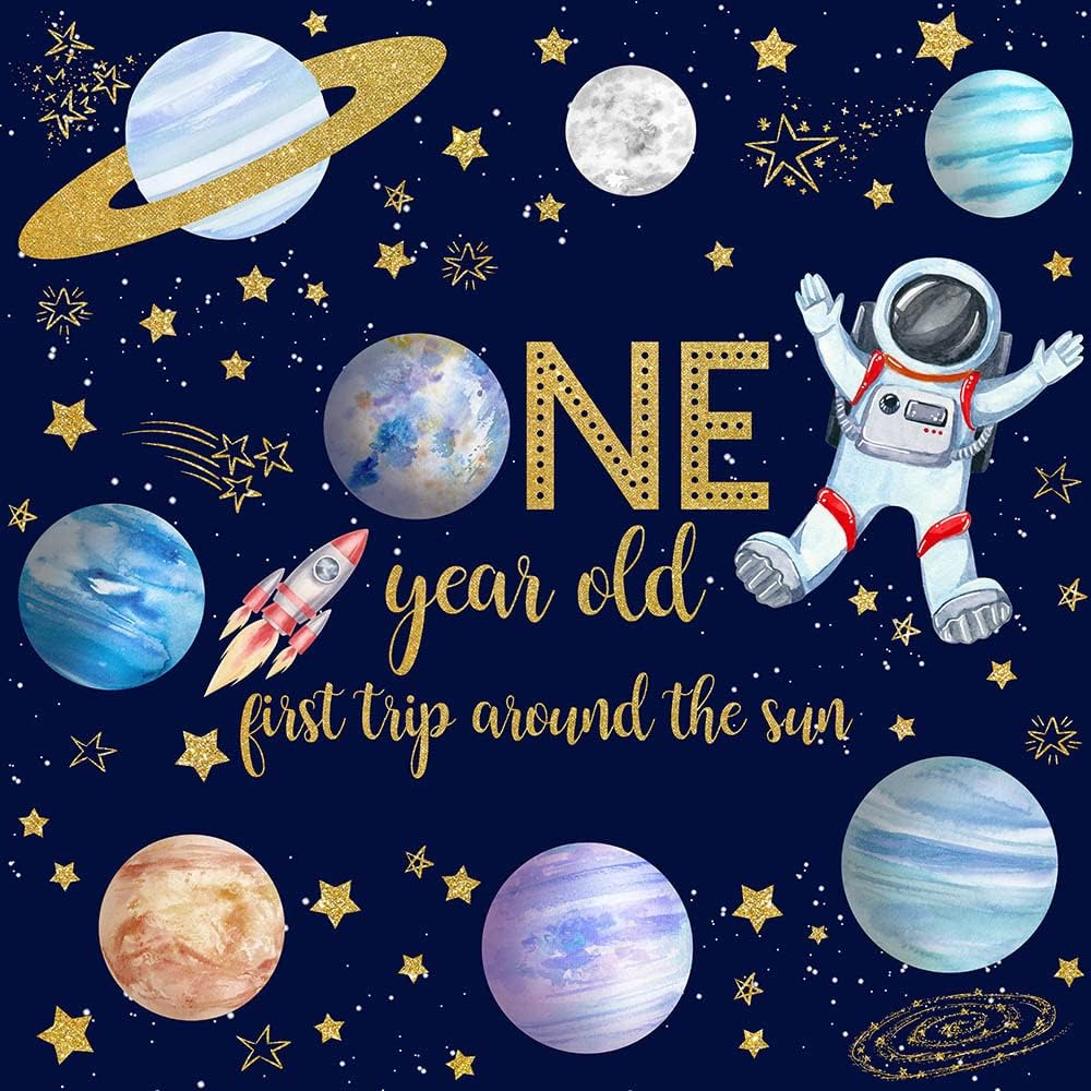 Trip Around The Sun Birthday Backdrop Outer Space One Year Old Birthday