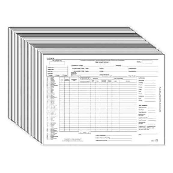 Trip Cost Report Envelope 25-pk. - Self-Contained, Simple, Side Opening, Printed on White Paper, 12" x 9" - Use for Storing Expense Receipts,