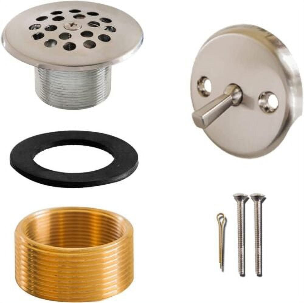 Trip Lever Bathtub Drain Assembly Stopper Kit in Satin Nickel Color Fit ...