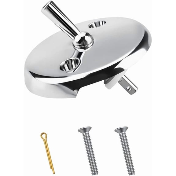 Trip Lever Bathtub Overflow Plate for 80991 Replacement Bath Tub Overflow Drain Cover with Screw,2-Hole Bath Tub Overflow Plate with Trip Lever, Chrome