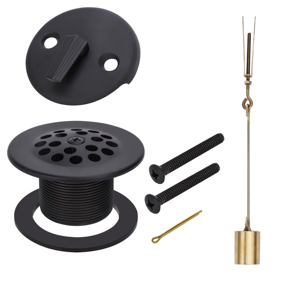 Trip Lever Overflow Faceplate Tub Drain Trim Kit with linkage Matte Black
