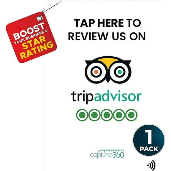 TripAdvisor NFC Review Card - Digital Business Signage, Acrylic Desk Display, Customizable NFC Tag for Effortless Feedback Collection, Quick Activation, Small Business Compatible - White (Pack of 1)