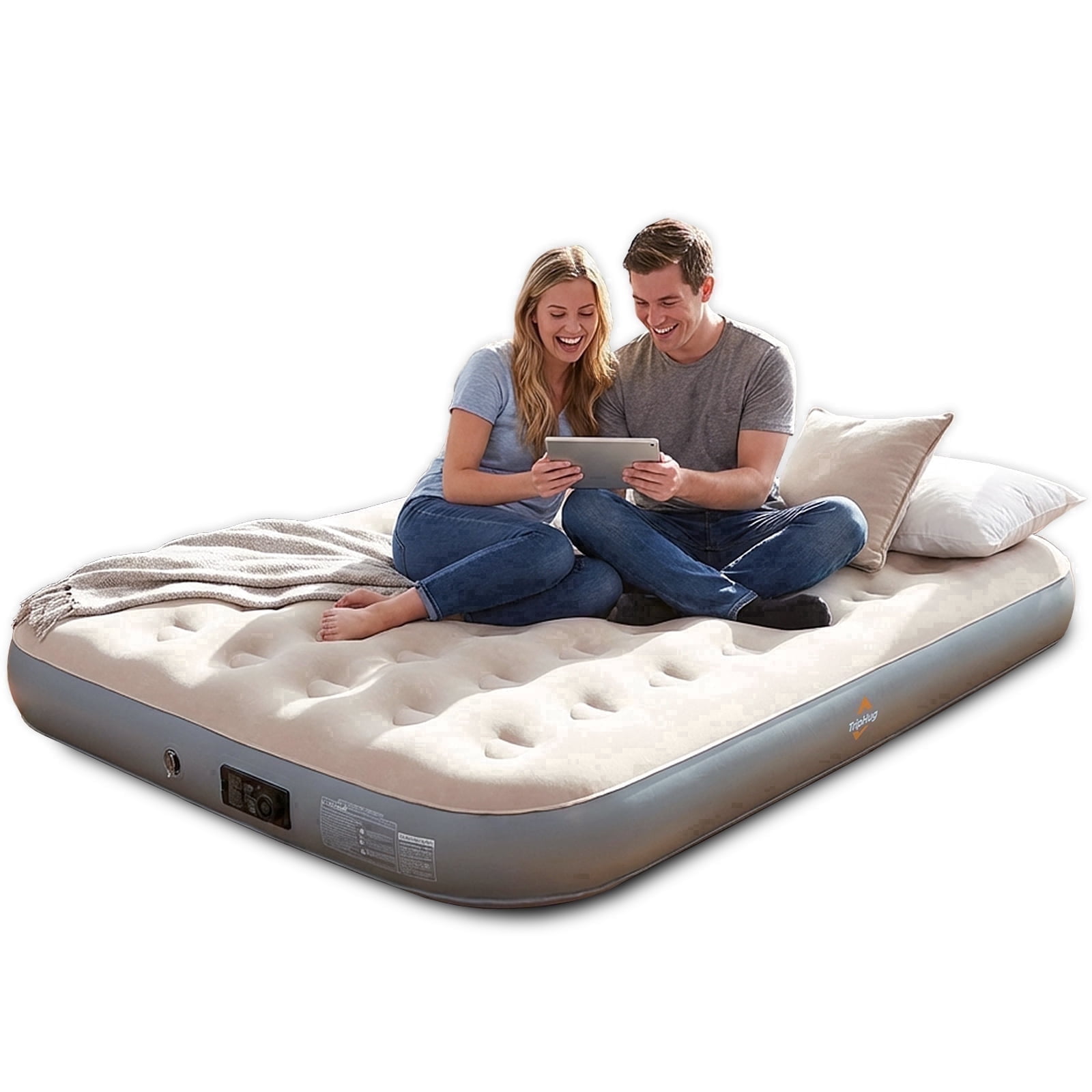 TripHug Queen Air Mattress with Built-in Electric Pump, 9 Inch, Fast Inflation, 650 lbs Capacity for Camping Home Travel