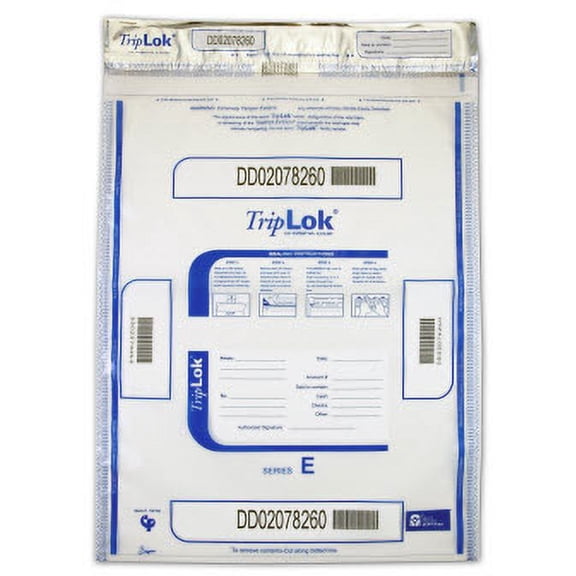 TripLOK 15 x 20 Currency Deposit Bag, White, 1 Pocket
