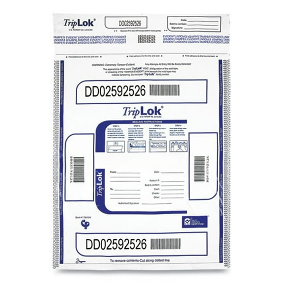 TripLOK-1PK TripLOK Deposit Bag, Plastic, 15 x 20, Clear, 250/Carton