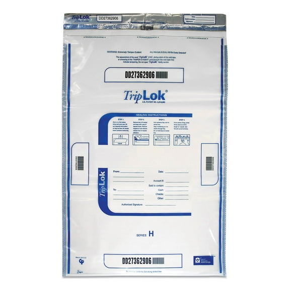 ControlTek High-Performing Security Bags - 20" Width x 28" Length - Seal Closure - Clear - Polyethylene - 50/Pack - Cash, Bill, Deposit