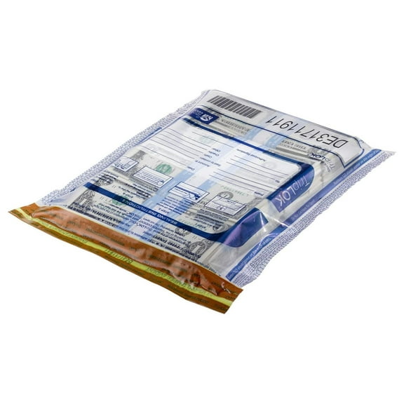 TripLok Security Bags 15x20, 50 Count - Tamper Evident Cash Deposit Bags, Heat/Moisture Sensitive, Barcoded - Bank & Retail Security