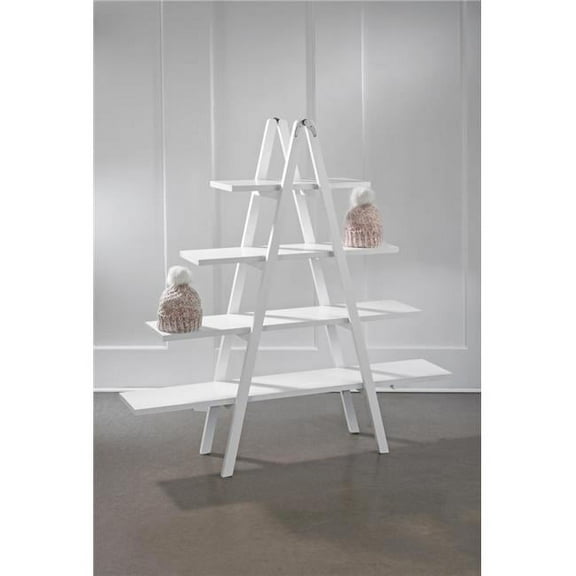Tripar 21665 4 Tier A-Frame Wooden Ladder Bookcase, White