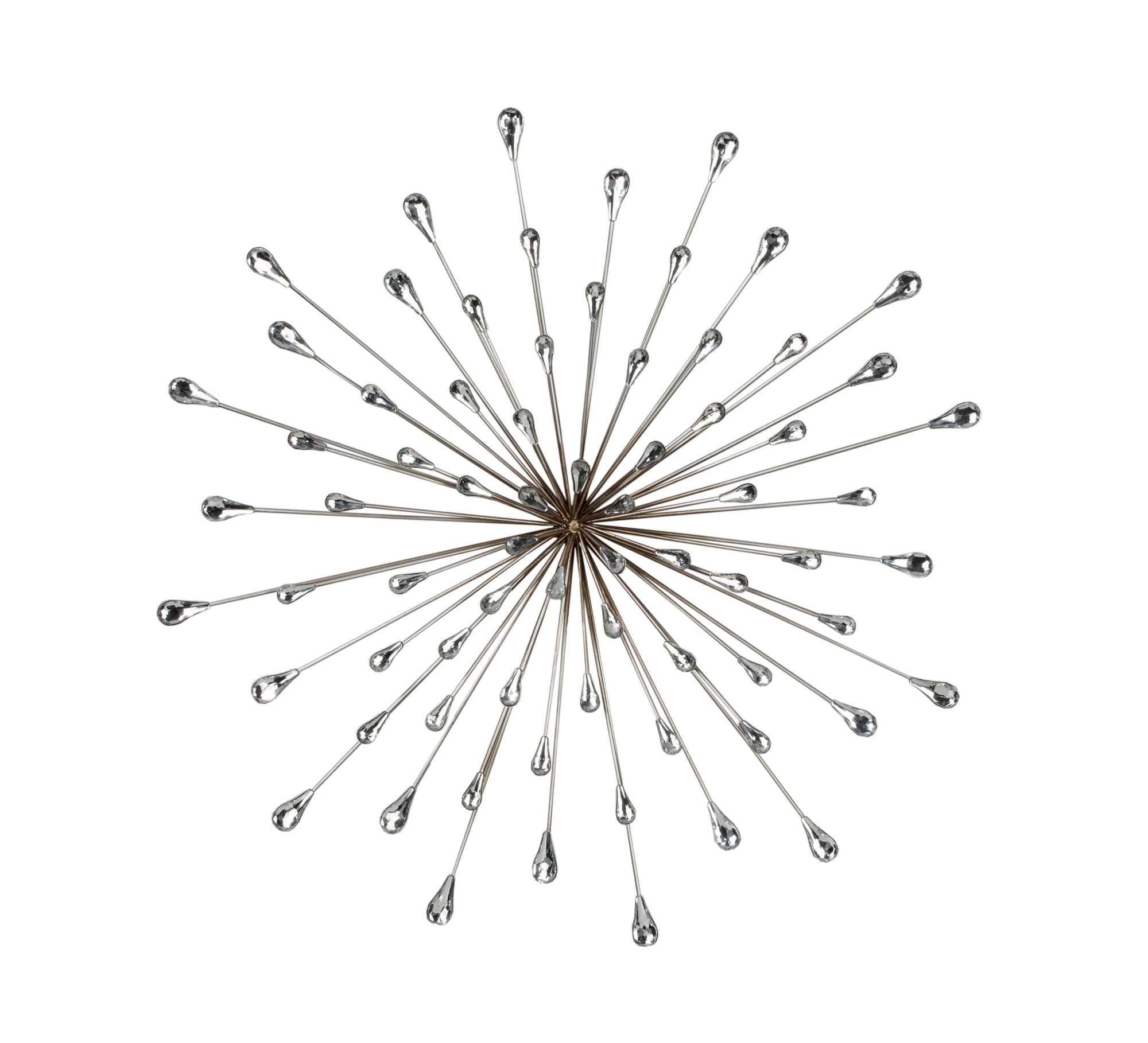 Large Silver and Champagne Metal Starburst Wall Art