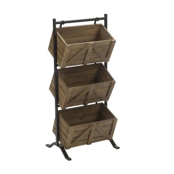Tripar 3 Tier Wooden Crate Stand, Brown