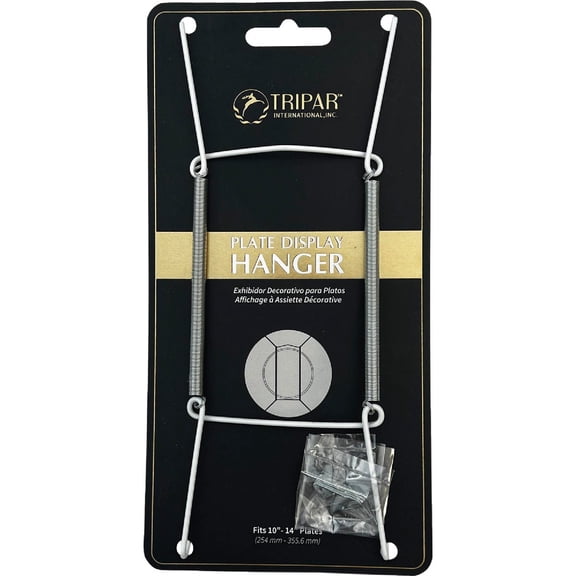 Tripar Plate Wire Hanger - Adjustable, White, Includes Hook and Nail, One Size