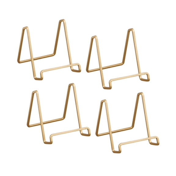 Tripar 4" Gold Painted Square Wire Display Stand for Plates, Artwork, Framed Photographs (4 Pack)