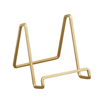 Tripar 4" Gold Painted Square Wire Display Stand for Plates, Artwork, Framed Photographs