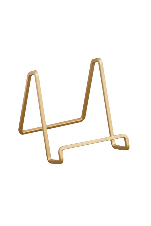 4" Gold Painted Square Wire Display Stand for Plates, Artwork, Framed Photographs