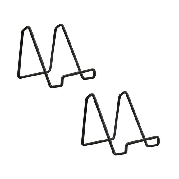 Tripar 4" Mahogany Painted Square Wire Display Stand for Plates, Artwork, Framed Photographs (2 Pack)