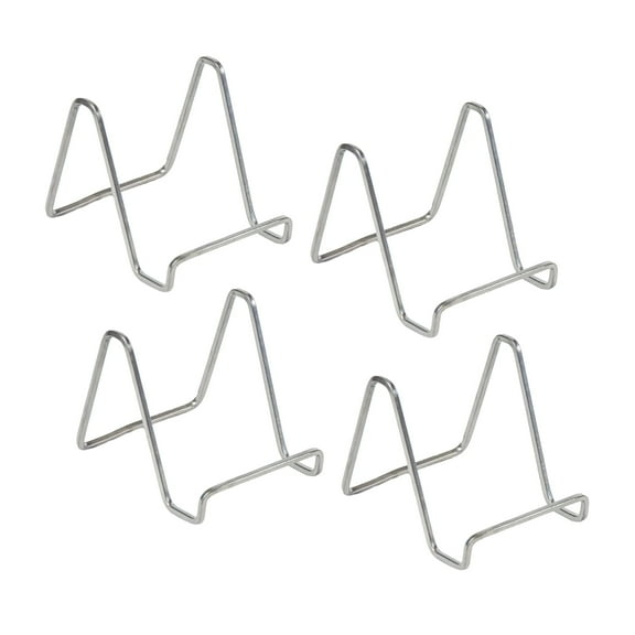 Tripar 4" Silver Painted Square Wire Display Stand for Plates, Artwork, Framed Photographs (4 Pack)