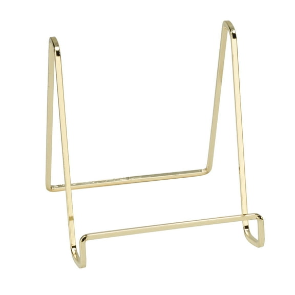 Tripar 6" Brass Plated Square Wire Display Stand for Plates, Artwork, Framed Photographs