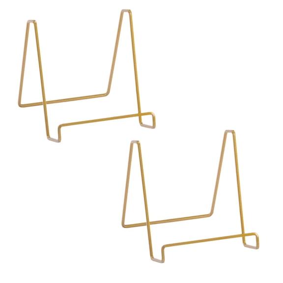 Tripar 6" Gold Painted Square Wire Display Stand for Plates, Artwork, Frames Photographs (2 Pack)