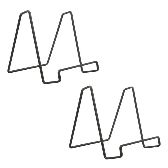 Tripar 6" Mahogany Painted Square Wire Display Stand for Plates, Artwork, Framed Photographs (2 Pack)