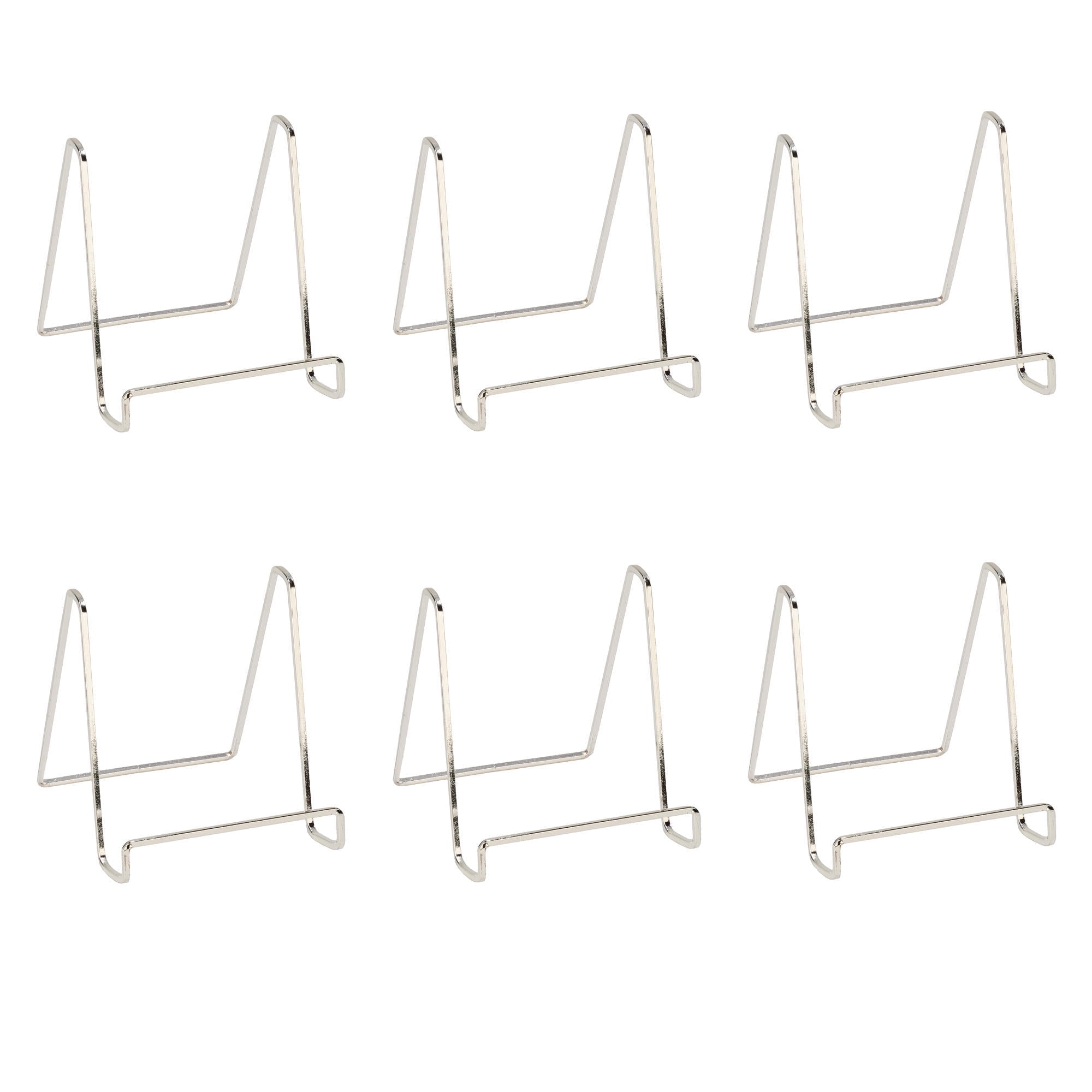 Tripar 4-Inch Silver Square Wire Plate Stand (50214) – Metal Easel For Displaying Plates, Art, Photos