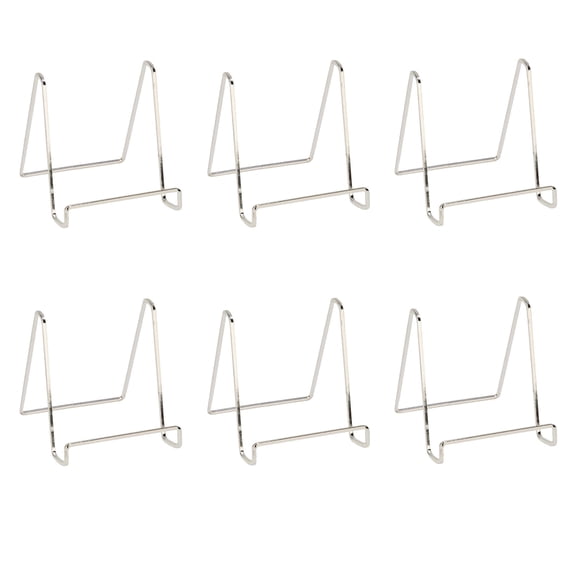 Tripar 6" Silver Plated Square Wire Display Stand for Plates, Artwork, Framed Photographs (6 Pack)