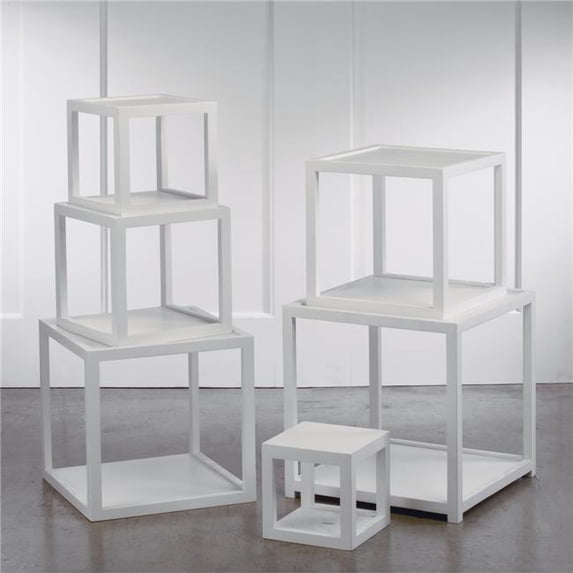 Tripar International 20501 Wood Stacked Cubes, White - Set of 6
