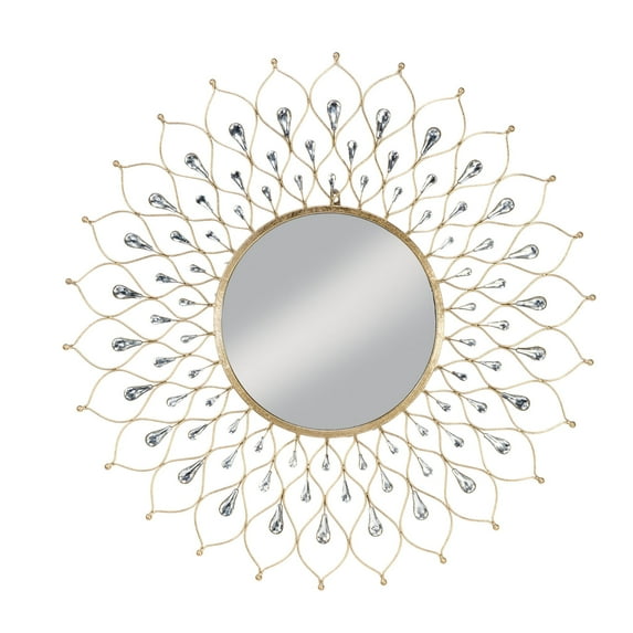 Tripar International 34.5" Gold and Clear Round Sunburst Wall Hanging Mirror