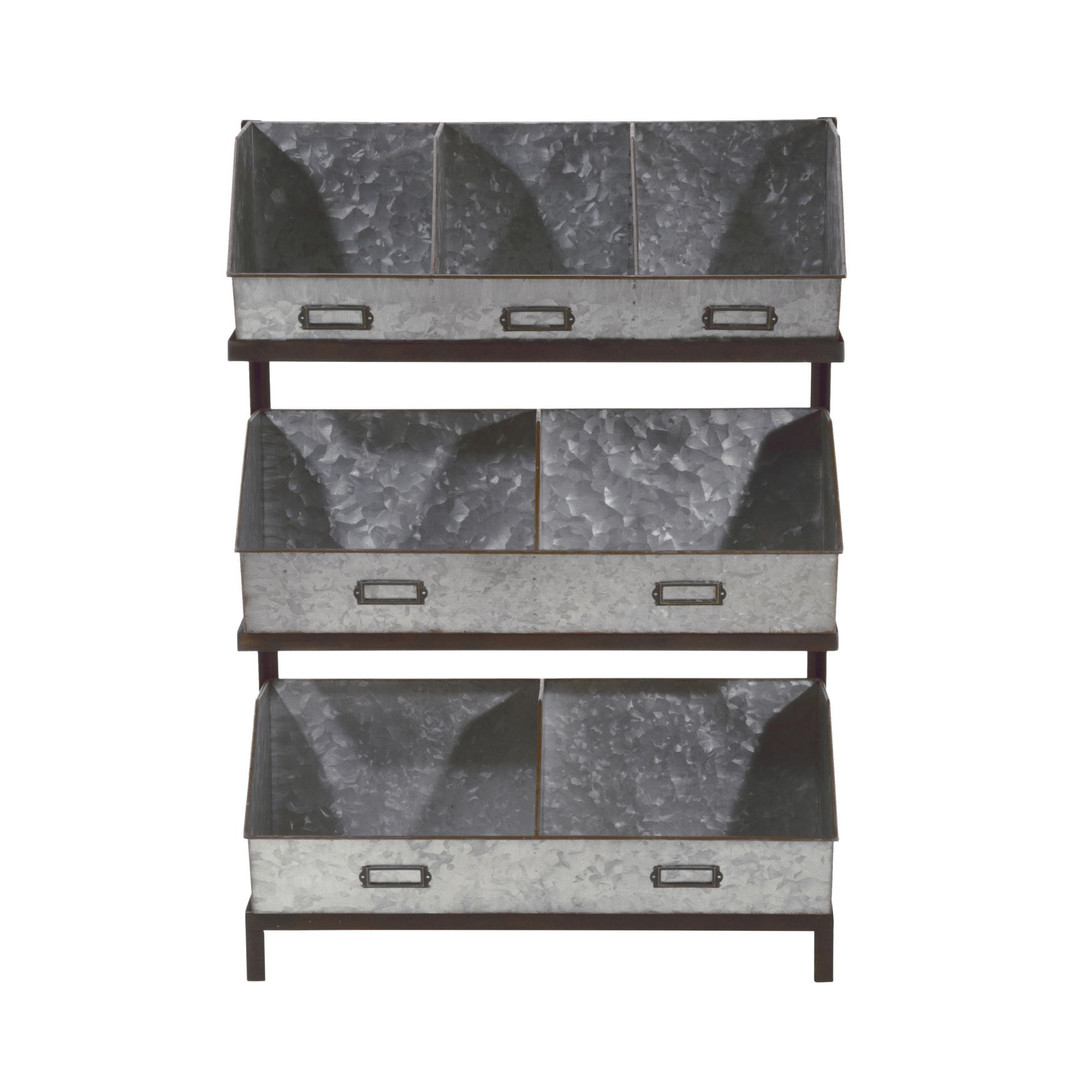 Tripar International 38" Silver and Black Modern Industrial Metal Bin