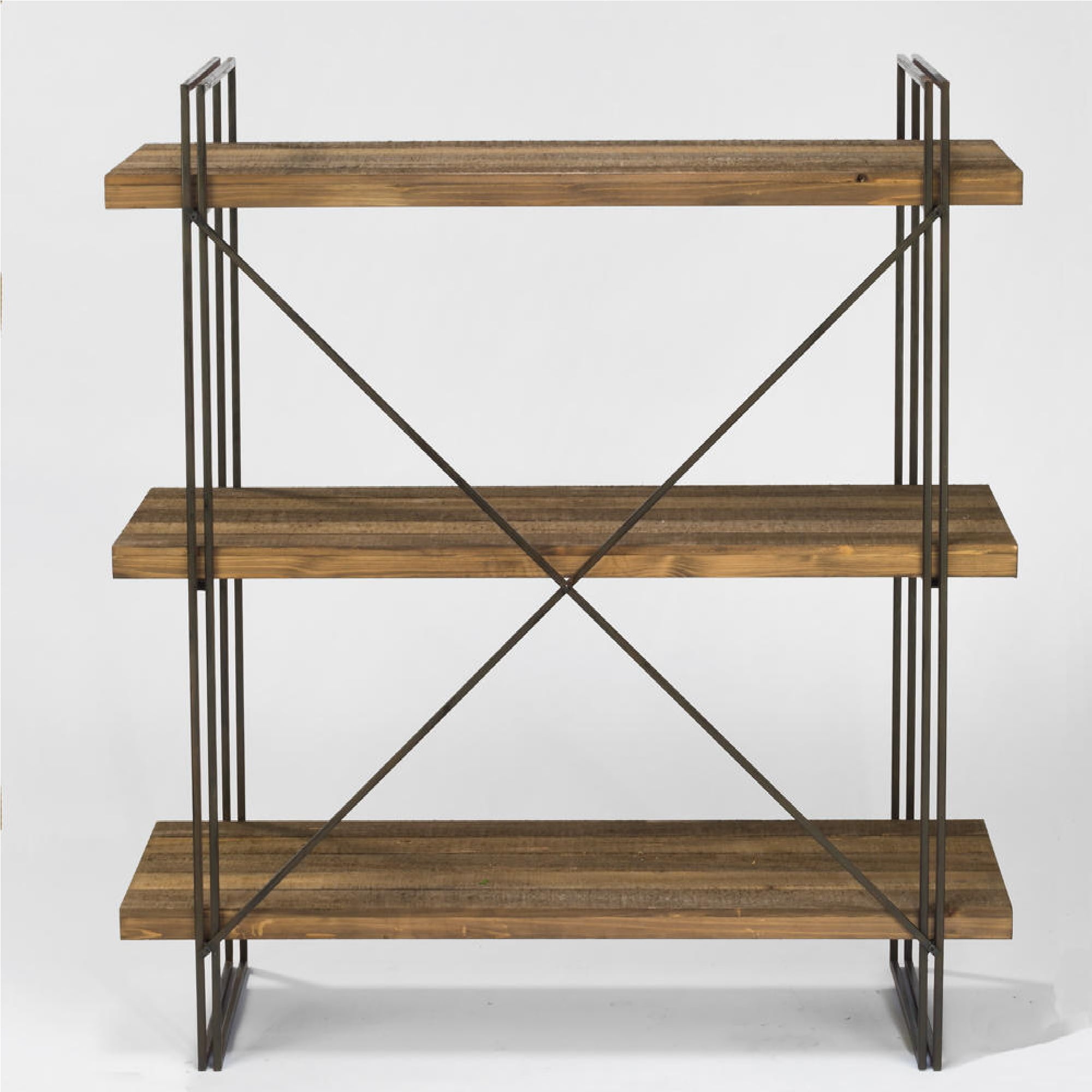 47.25" Brown Wood and Metal Industrial Display Stand