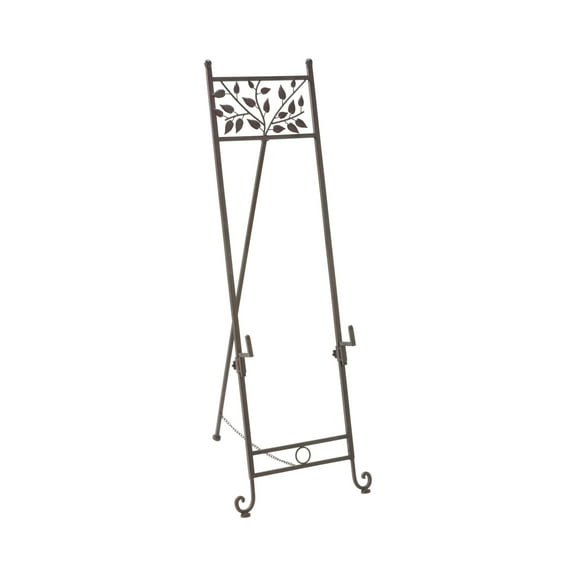 Tripar International 56" Brown Floor Standing Easel with Leaf Designs and Swirl Accented legs