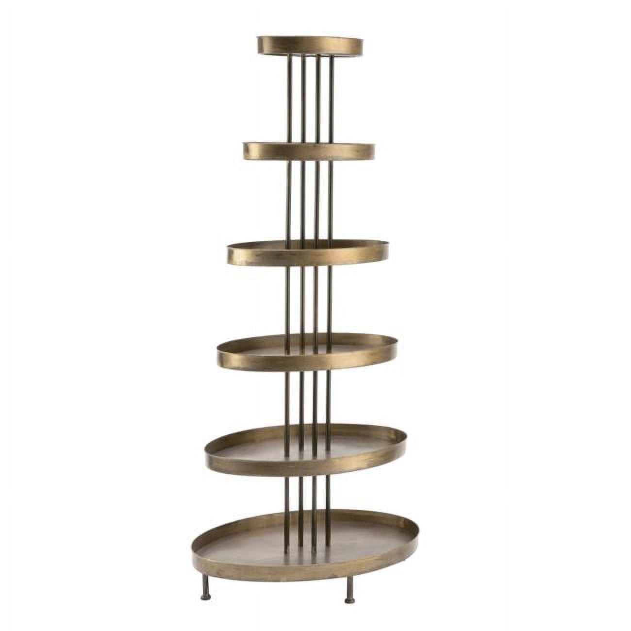 Elegant 67" Black and Gold Metal 6-Tier Oval Display Shelf