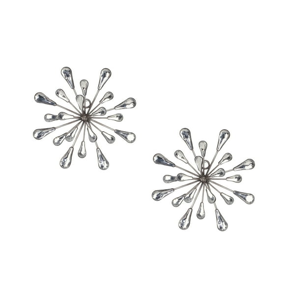 Tripar Starburst Metal Wall Hanging - Silver Acrylic - Small (2 Pack)