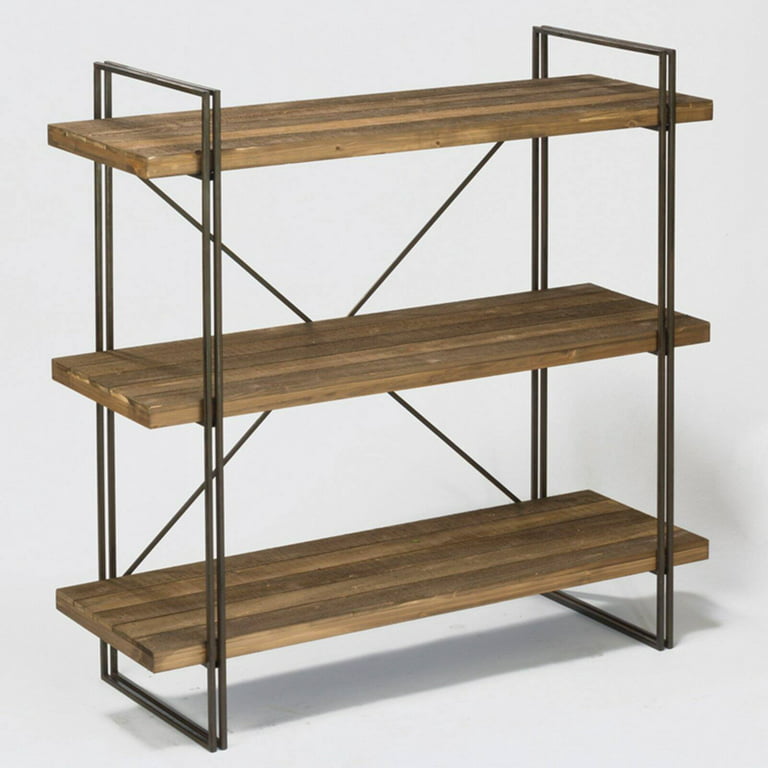 Tripar 17989 Wood Metal Three Shelf Display Unit, Brown
