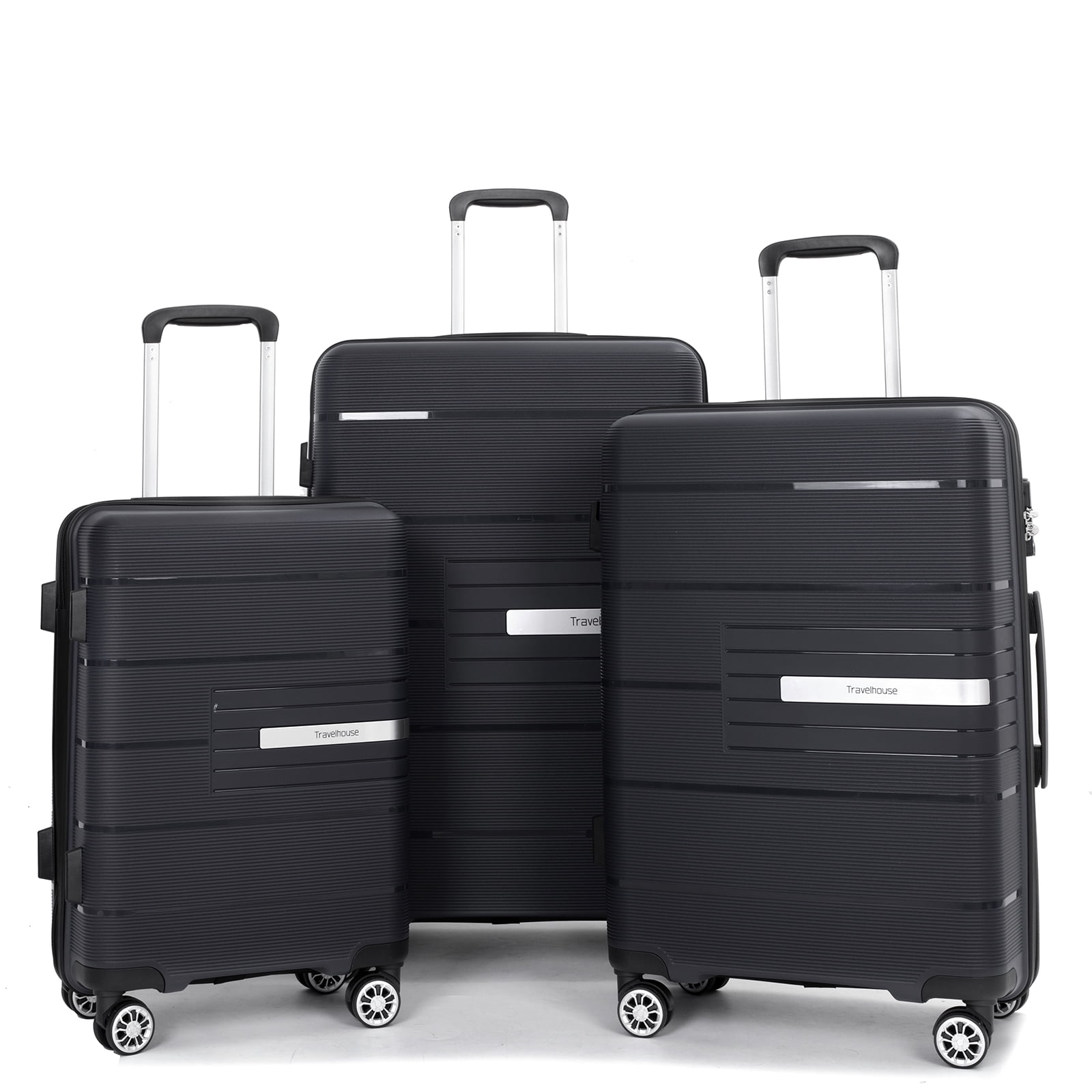 3 Piece Luggage Sets, Hard shell Carry On Luggage, PP case with Two Hooks, Spinner