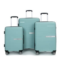 Tripcomp 3 Piece Luggage Sets, Hardside Carry On Luggage, PP case with Two Hooks, Spinner Wheels, TSA Lock, Airline Approved, Lightweight Durable Suitcase, （20”24”28”）(Light Green)