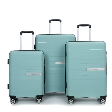 Tripcomp 3 Piece Luggage Sets, Hardside Carry On Luggage, PP case with Two Hooks, Spinner Wheels, TSA Lock, Airline Approved, Lightweight Durable Suitcase, （20”24”28”）(Light Green)