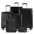 thumbnail image 1 of Tripcomp 6 Piece Hardside Spinner Luggage Set, 16/20/24/28 Inch Carry On & Checked Suitcase with TSA Lock, Lightweight Travel Luggage Combo with Backpack & Storage Bag,Black, 1 of 14