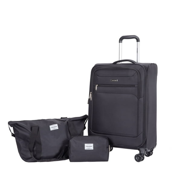 Tripcomp 3 Piece Set Luggage Set Lightweight Expandable Carry On Softside Suitcase with Spinner Wheel.(Black)