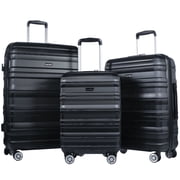 Tripcomp Hardside Luggage Set 3-Piece Set 21/25/29 Lightweight Suitcase 4-Wheeled Suitcase Set Black
