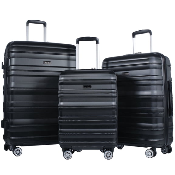 Tripcomp Hardside Luggage Set 3-Piece Set (21/25/29) Lightweight Suitcase 4-Wheeled Suitcase Set (Black)