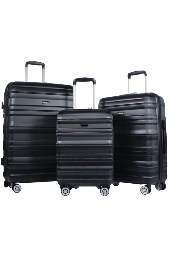 Hardside Luggage Set 3-Piece Set (21/25/29) Lightweight Suitcase 4-Wheeled Suitcase Set (Black)
