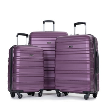 Tripcomp Hardside Luggage Set 3-Piece Set(21/25/29) Lightweight Suitcase 4-Wheeled Suitcase Set(Dark Purple)