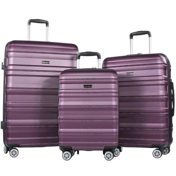 Tripcomp Hardside Luggage Set 3-Piece Set(21/25/29) Lightweight Suitcase 4-Wheeled Suitcase Set(Dark Purple)
