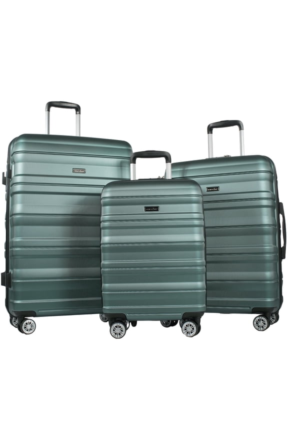 Hardside Luggage Set 3-Piece Set (21/25/29) Lightweight Suitcase 4-Wheeled Suitcase Set(Green)